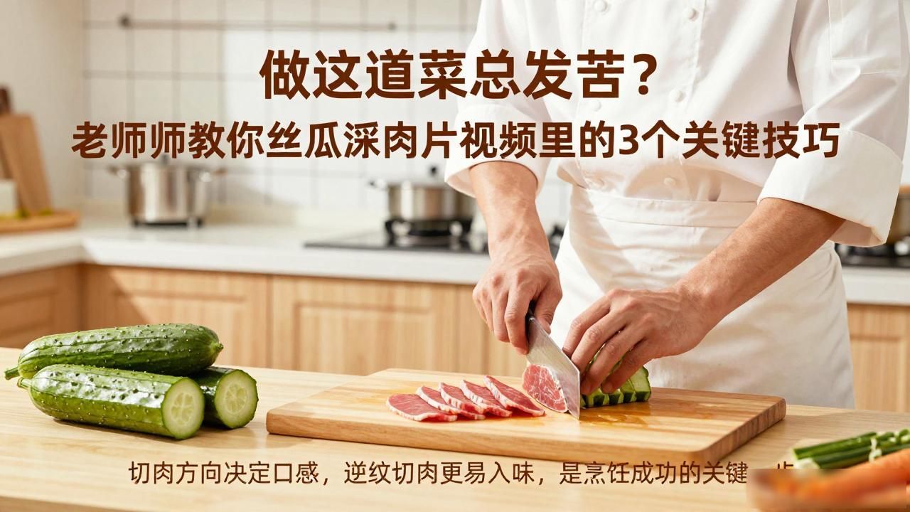 做这道菜总发苦？老厨师教你丝瓜汆肉片视频里的3个关键技巧